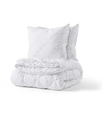 Ensemble de 2 oreillers et couette en bambou 200 x 240