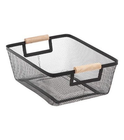 Lot de 3 paniers métal et bois