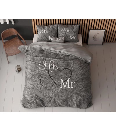 Parure de lit M. Et Mme 3 Anthracite 240 x 200/220