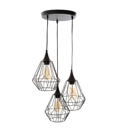 Suspension 3 lampes Kaore métal filaire noir