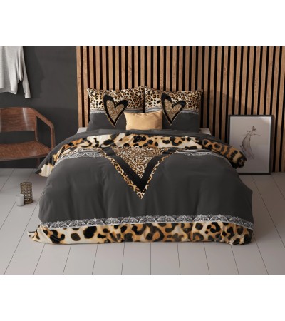 Parure de lit Panther Love Heart Brown 240 x 200/220