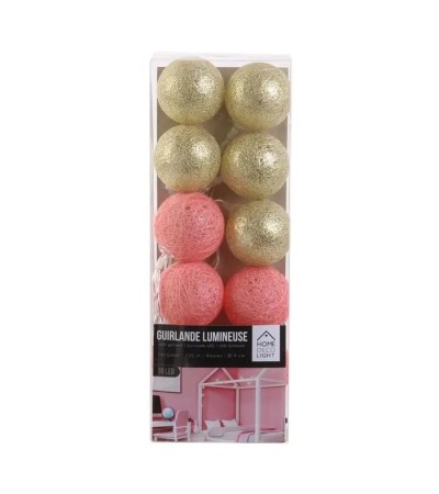 Guirlande Lumineuse à LED "10 Boules" 192cm Rose