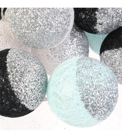 GUIRLANDE BOULE 16LED NOIR BLEU GLITTER 6X300CM M8