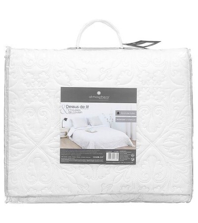 Dessus de lit Arabesque 240 x 260 cm avec 2 taies d'oreiller ivoire