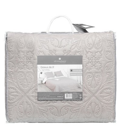 Dessus de lit Arabesque 240 x 260 cm avec 2 taies d'oreiller taupe