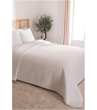 Dessus de lit Dolce 240 x 260 cm avec 2 taies d'oreiller ivoire