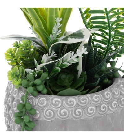 Plante haut 35 cm avec pot Bouddha ciment