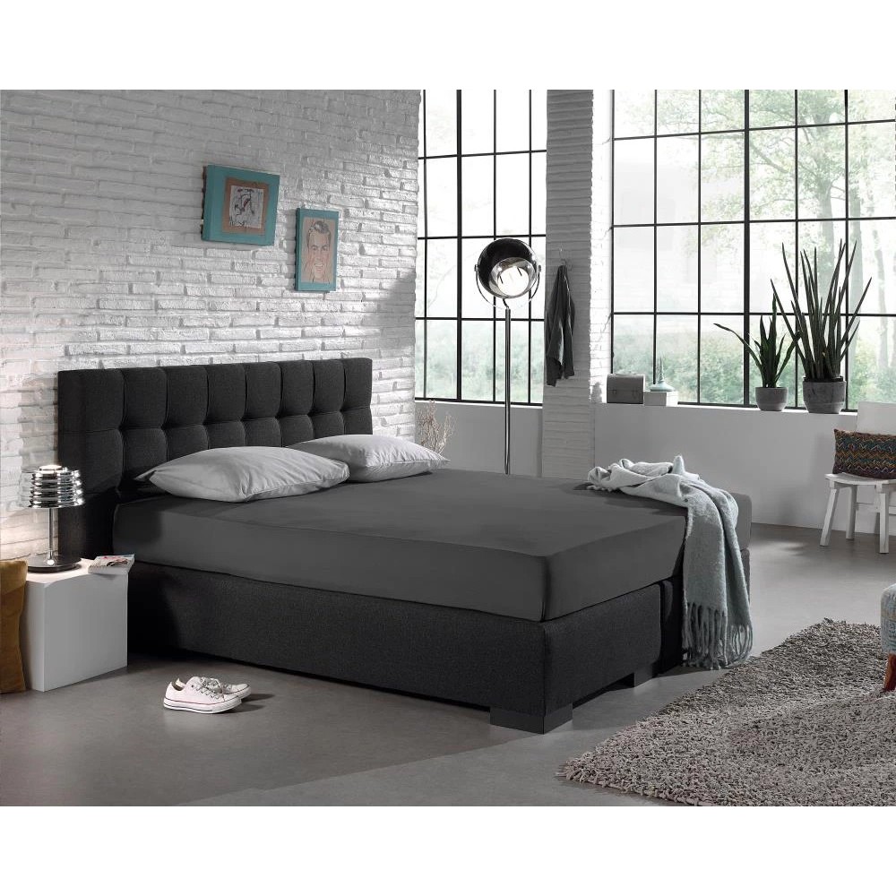 Drap housse Jersey 135 gr Anthracite 190/200 x 200/220