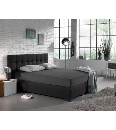 Drap housse Jersey 135 gr Anthracite 190/200 x 200/220