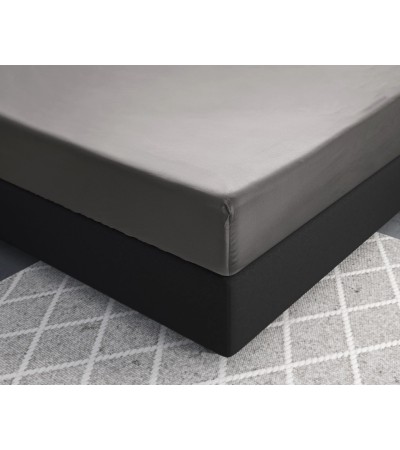 Drap housse en satin gris 180 x 220