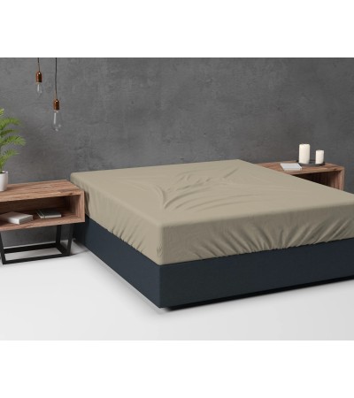 Drap housse de base Flanelle Taupe 180 x 200