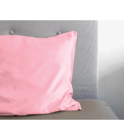 Taie d'oreiller en satin rose