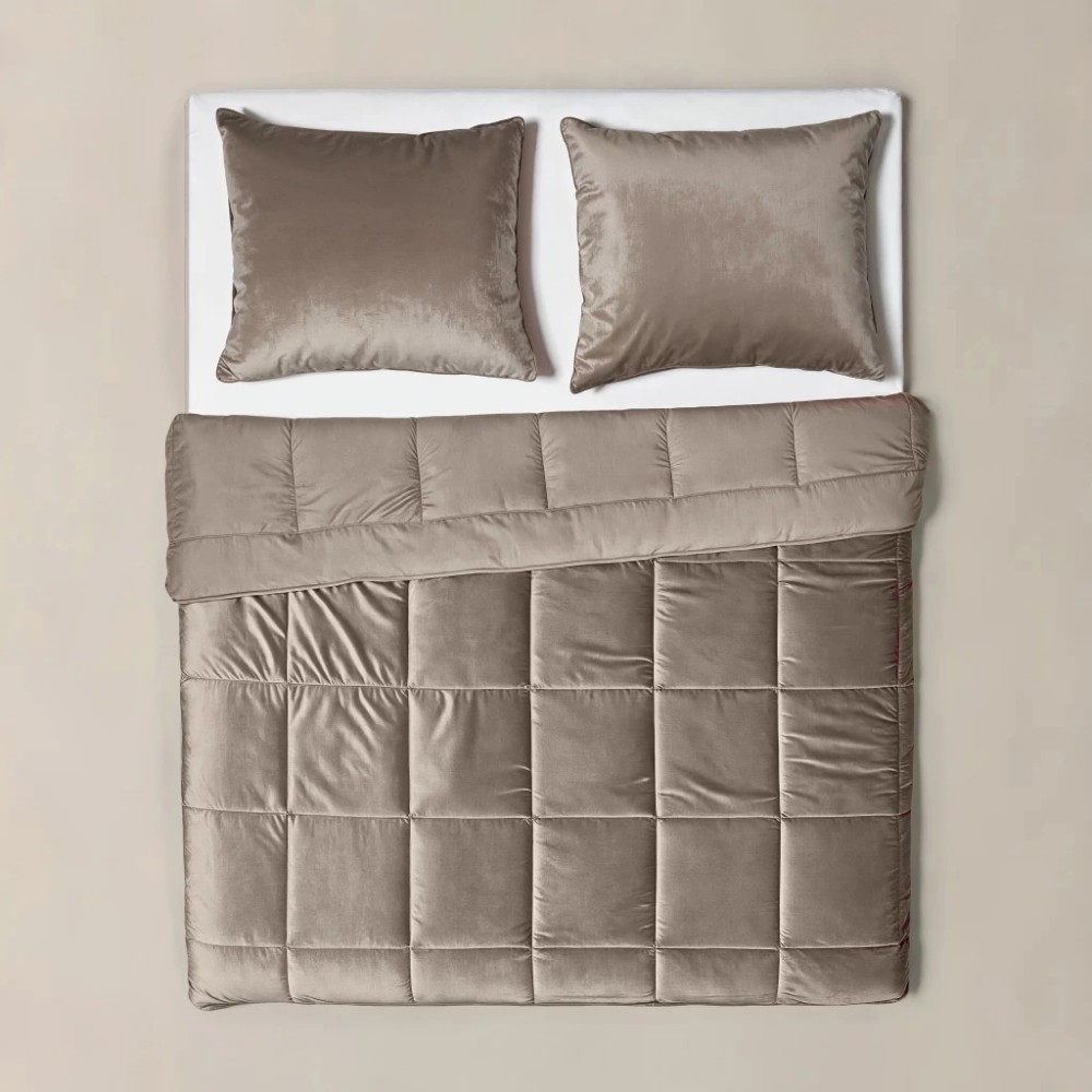 Couette en velour taupe 140 x 200 Couette en velour taupe 140 x 200